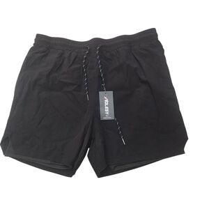 Aolesy 2 in 1 Running Shorts - 5" Workout Athletic Shorts Black XL Quick Dry